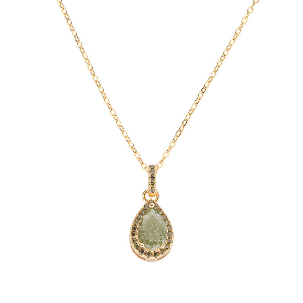 Amen Collana Argento Gold Pendente Goccia Verde