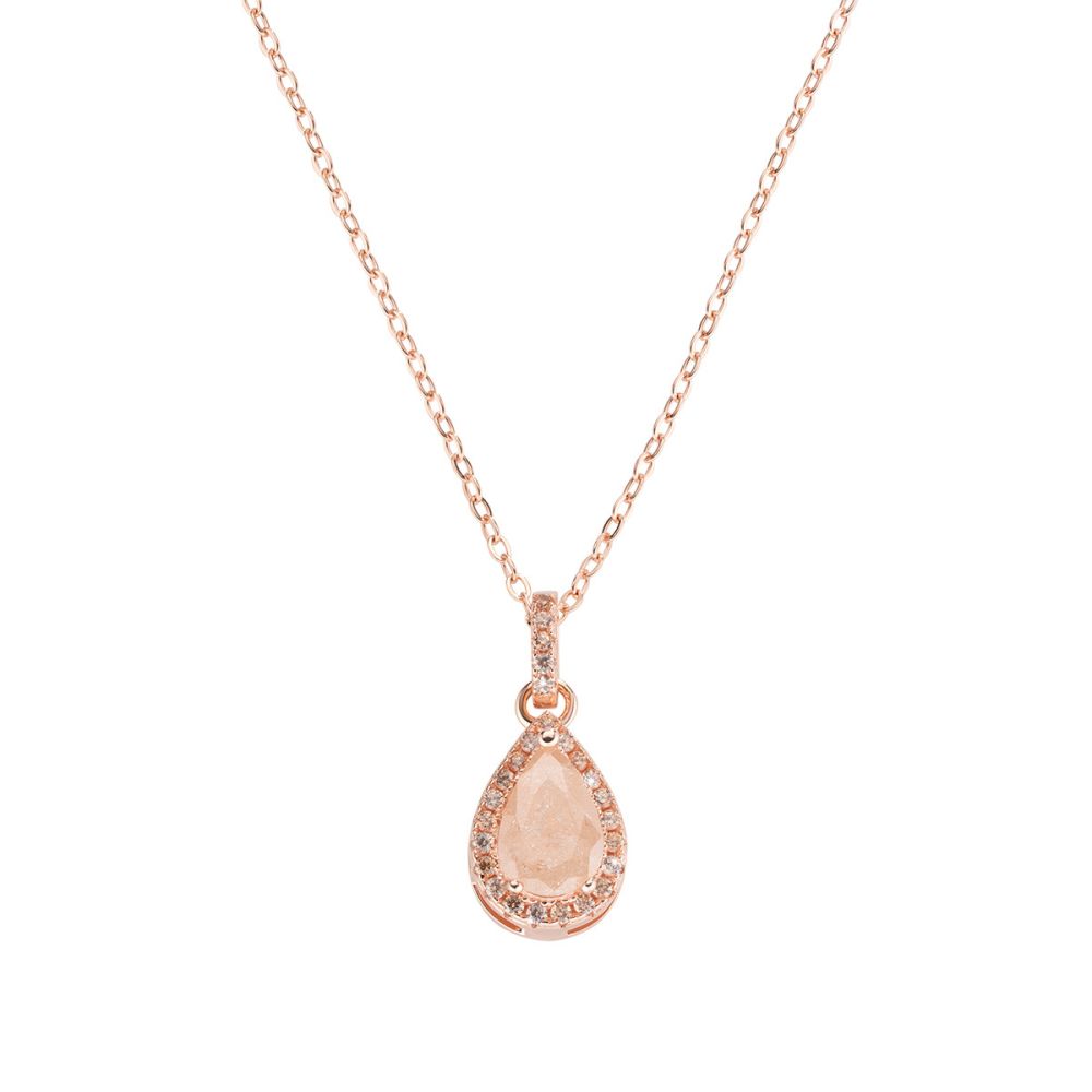 Amen Collana Argento Rosè Pendente Goccia Rosa