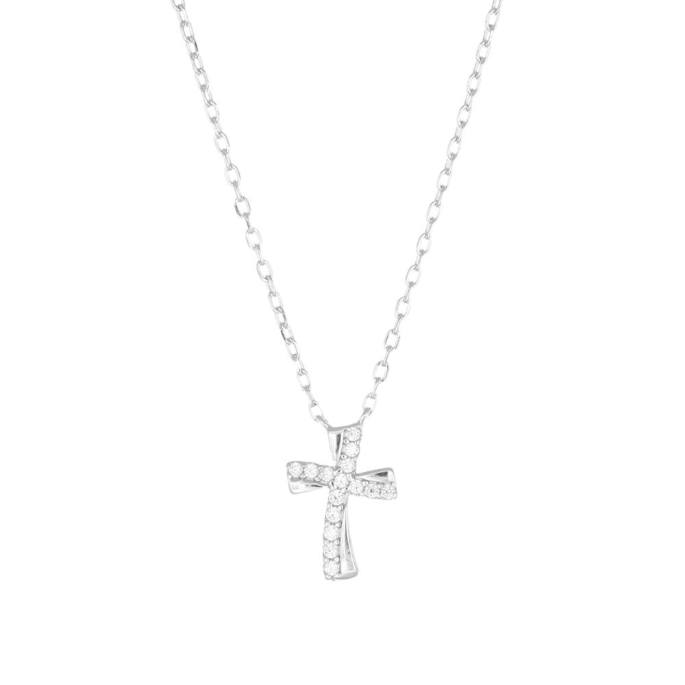 Amen Collana Argento Croce Zirconata