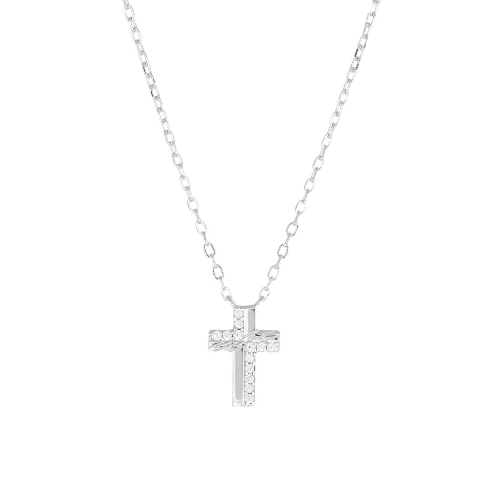 Amen Collana Argento Croce Zirconata
