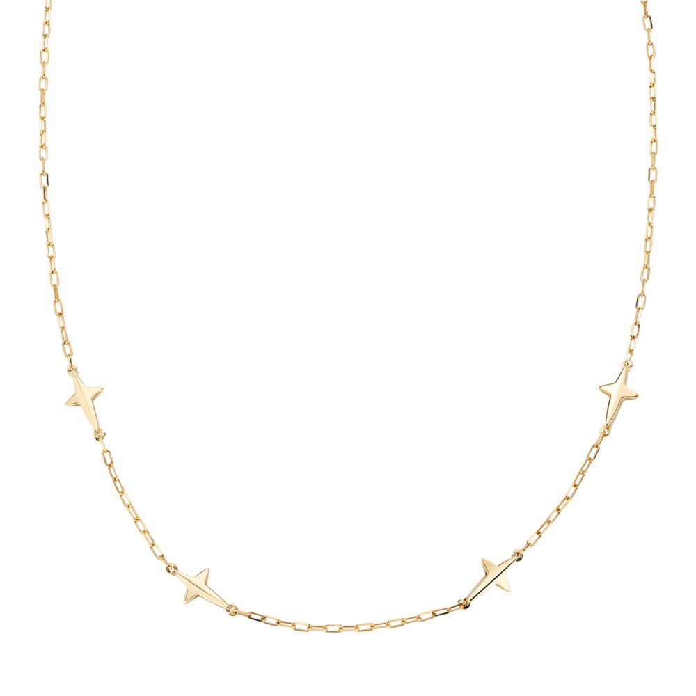 Amen Collana Argento Dorato 4 Croci Appuntite
