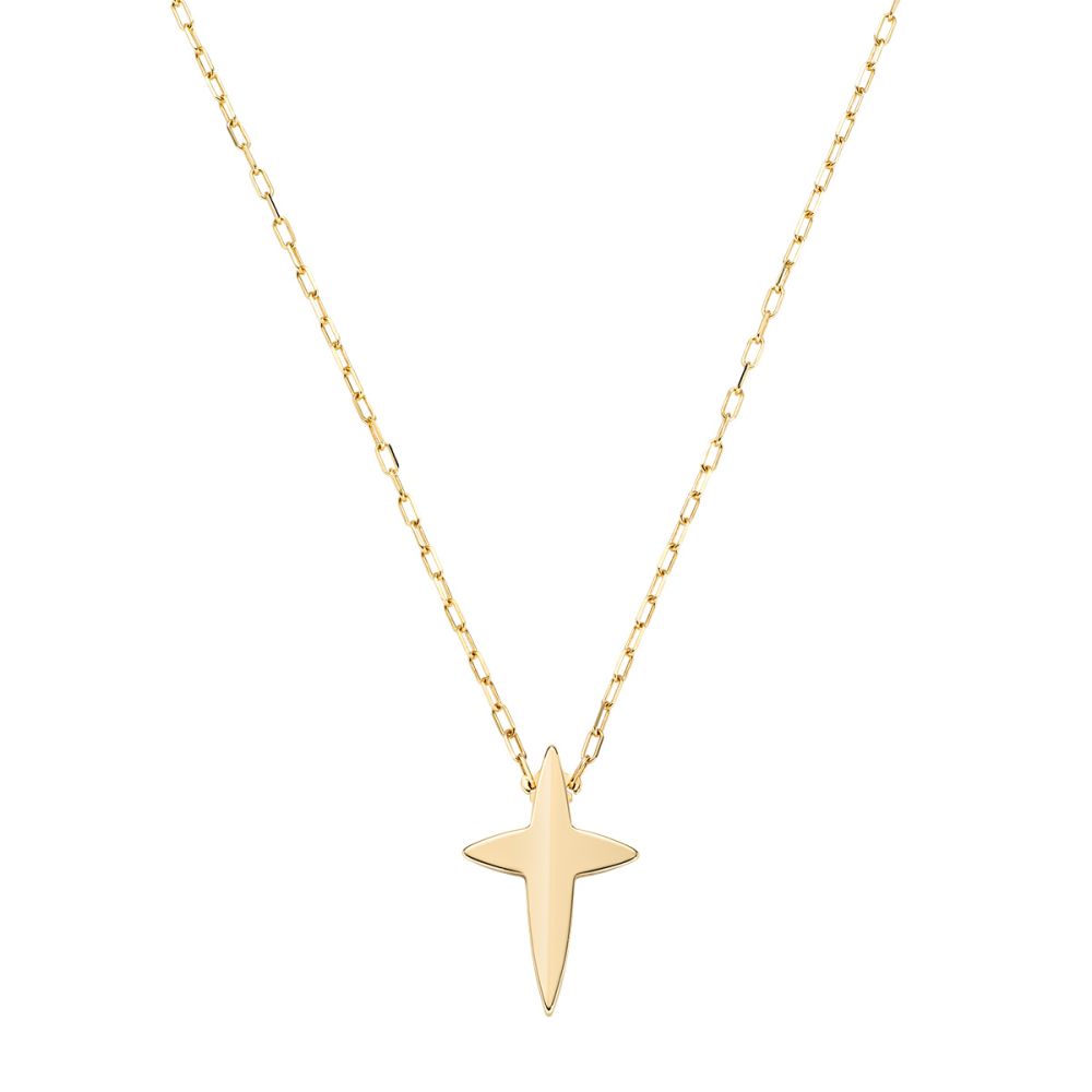 Amen Collana Argento Dorato Croce Appuntita