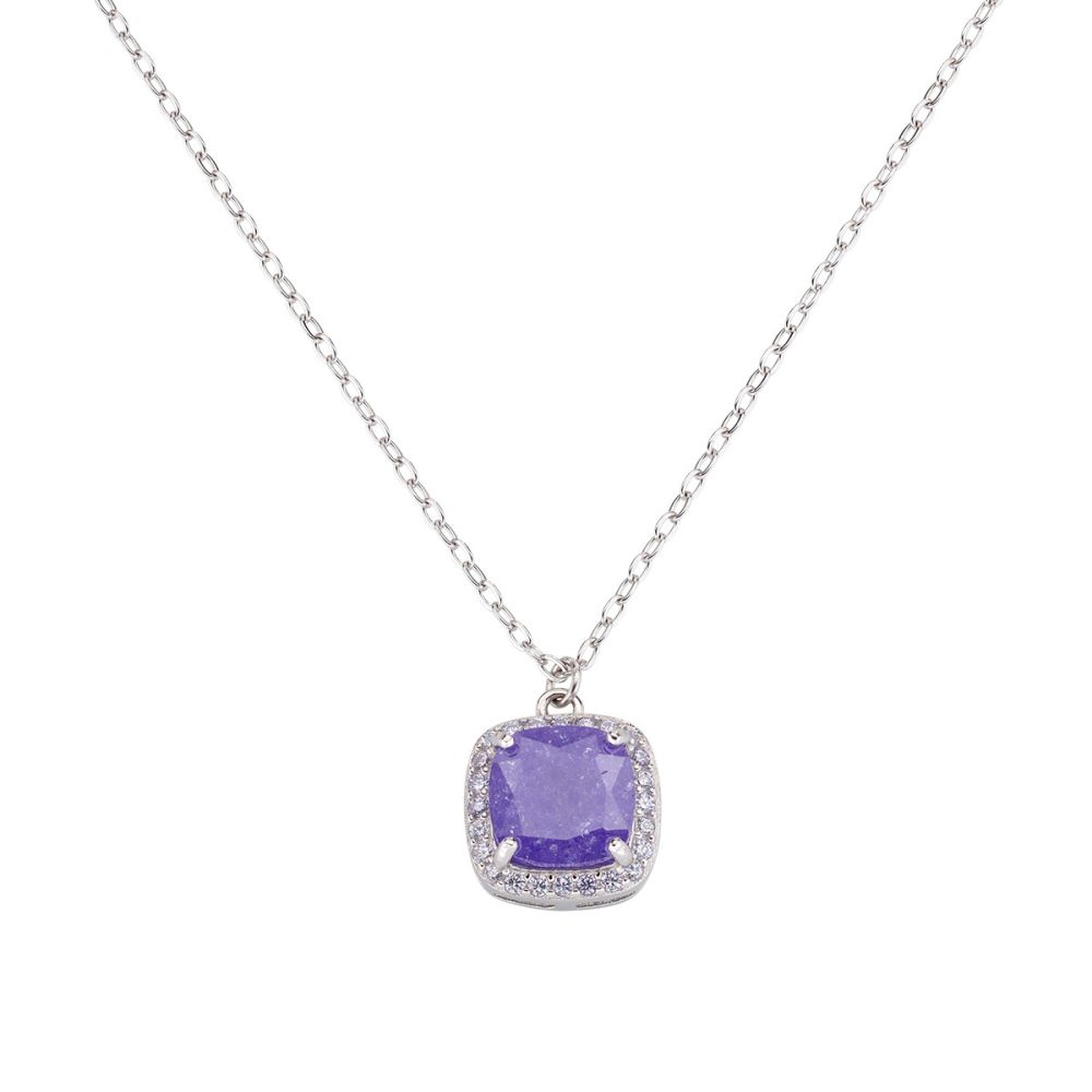 Amen Collana Argento Pendente Quadrato Viola