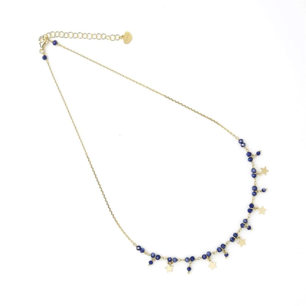 Io & Te Collana Argento Dorato Cristalli Blu e Stelle