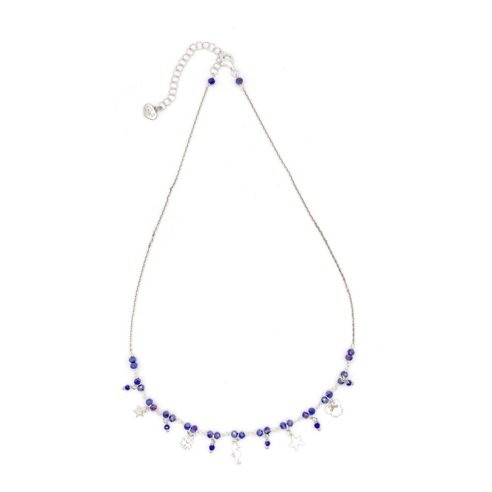 Io & Te Collana Argento Cristalli Blu e Charm