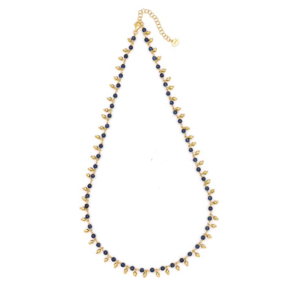 Io & Te Collana Argento Dorata Agata Blu e Sfere