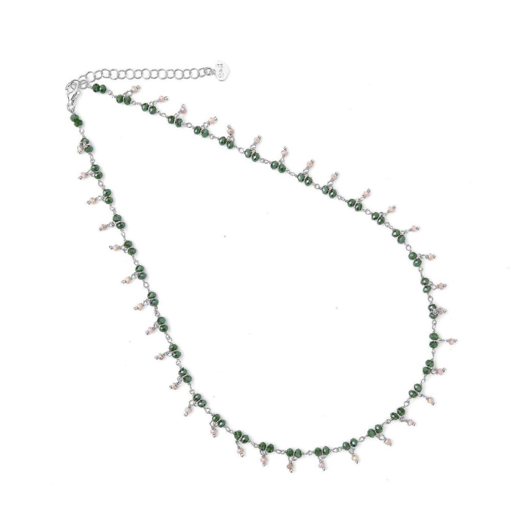 Io & Te Collana Argento Cristalli Verdi e Rosa