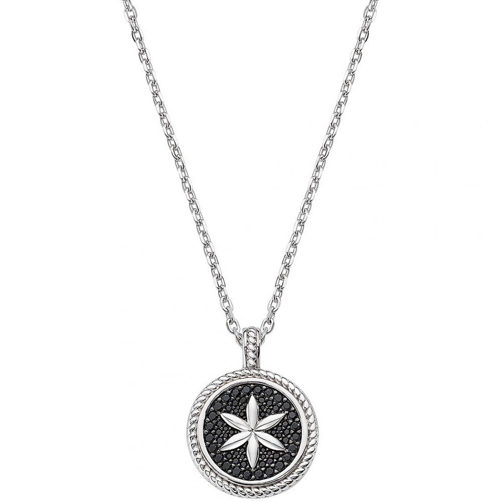 Amen Collana Donna Argento Fiore e Zirconi Neri