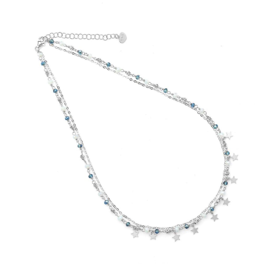 Io & Te Collana 2 Fili Argento Cristalli Celesti e Stelle