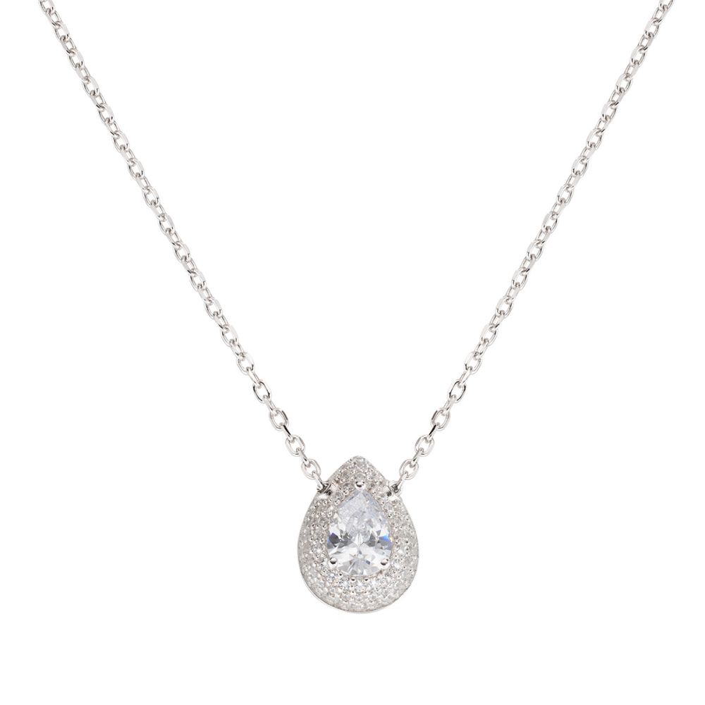 Amen Collana Argento Goccia D'Amore con Zirconi