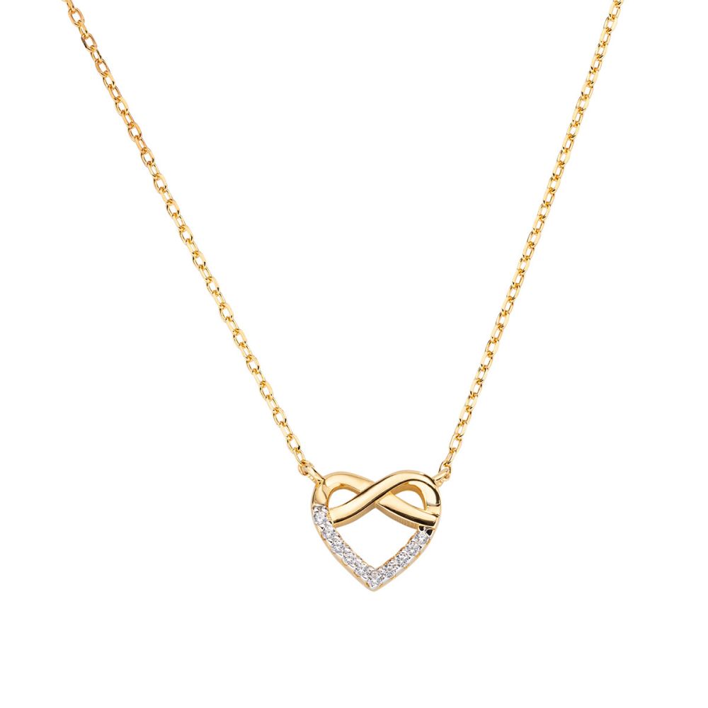 Amen Collana Argento Dorato Cuore Infinito Con Zirconi