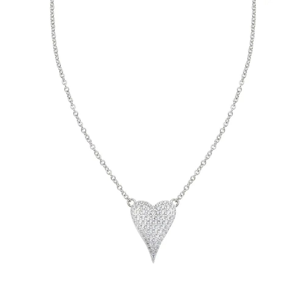 Amen Collana Argento Cuore Allungato Zirconato