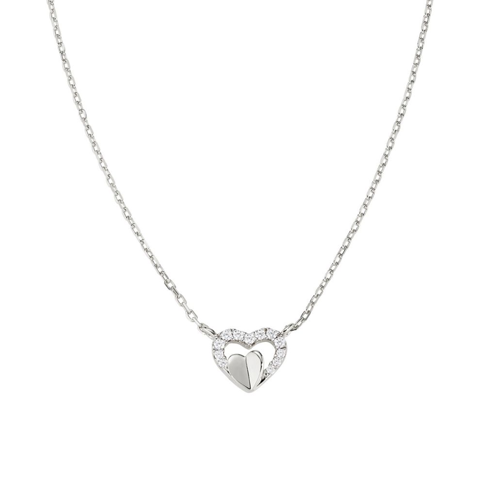 Amen Collana Argento Cuori con Zirconi