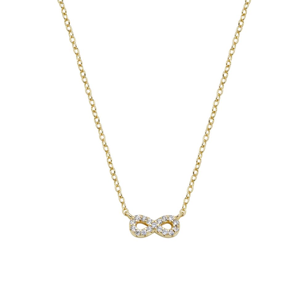 Amen Collana Argento Gold Infinito Zirconato