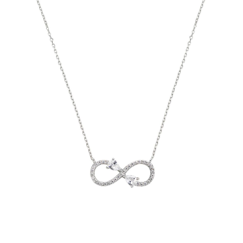 Amen Collana Argento Infinito con Zirconi Bianchi