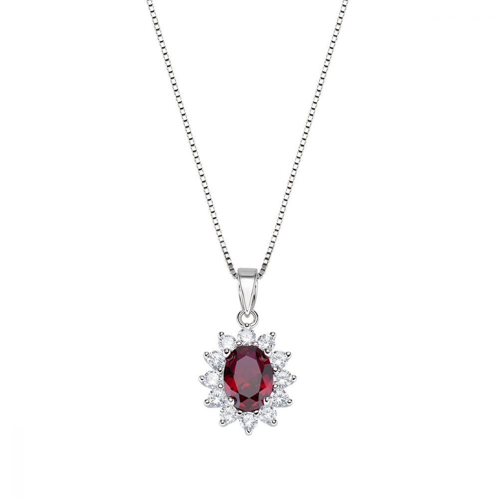 Amen Collana Donna Argento Royal Lady Rubino