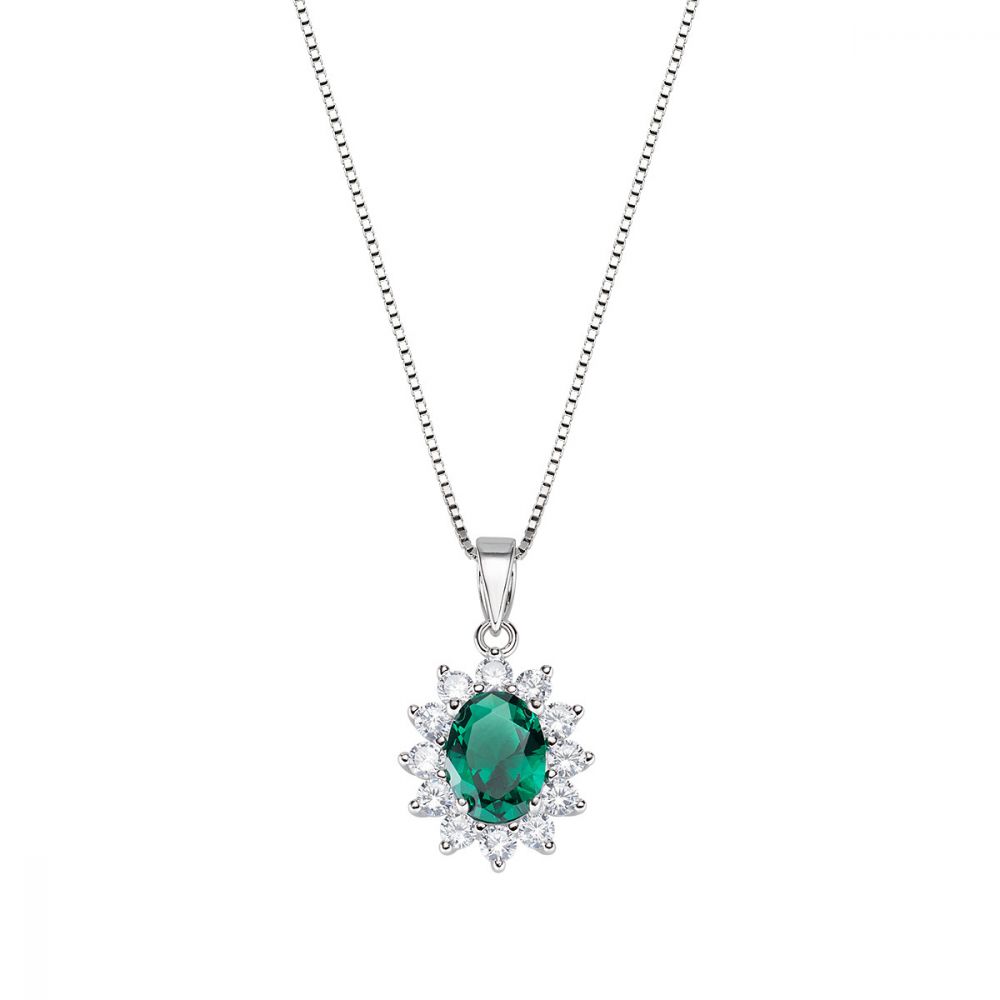 Amen Collana Donna Argento Royal Lady Verde