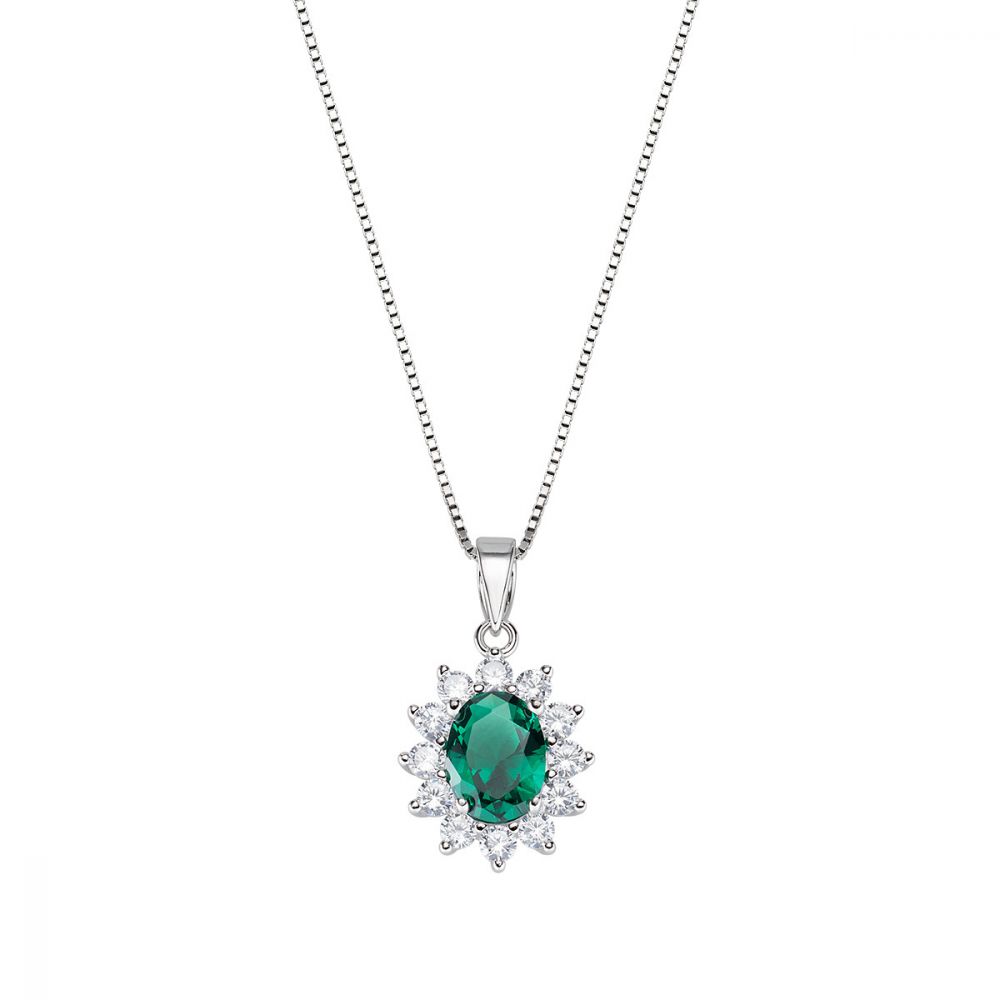 Amen Collana Donna Argento Royal Lady Verde