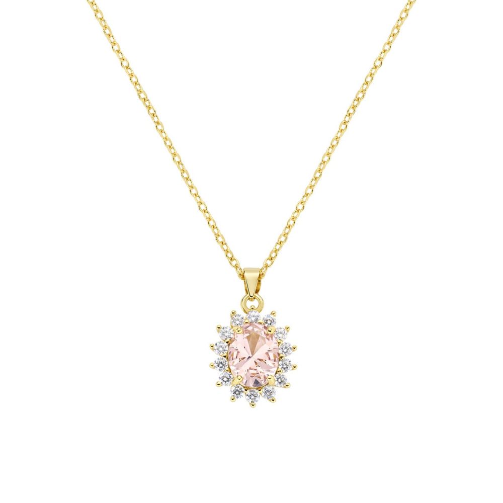 Amen Collana Argento Gold Morganite e Zirconi