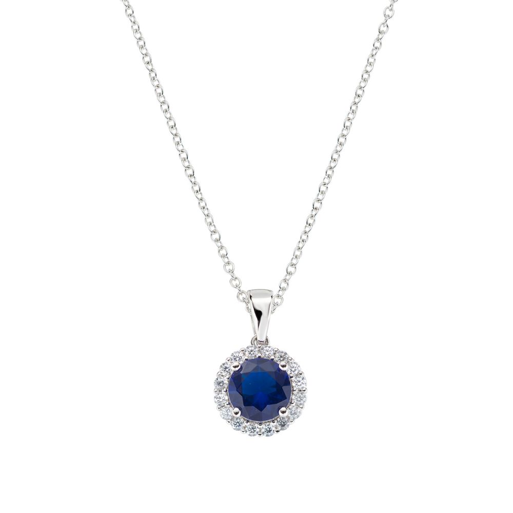 Amen Collana Argento Zircone Blu e Bianchi