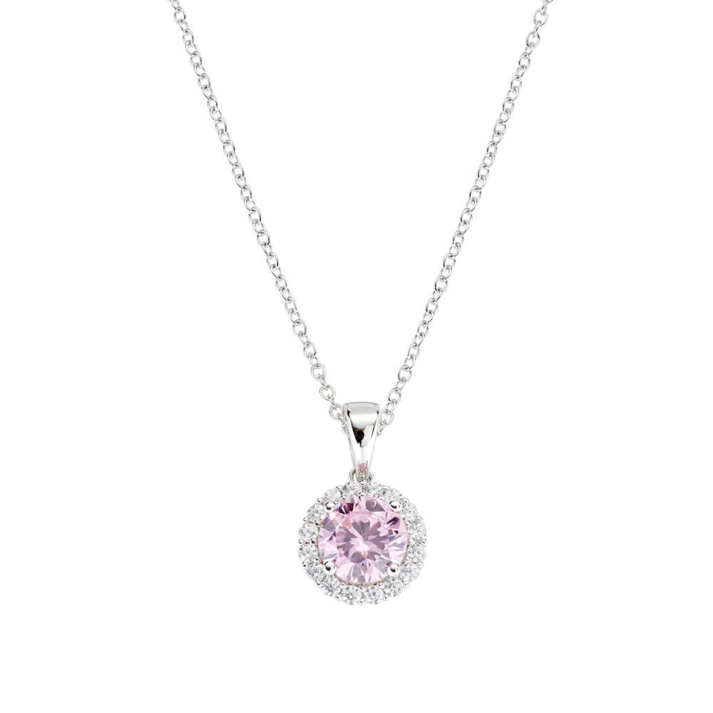 Amen Collana Argento Zircone Rosa e Bianchi