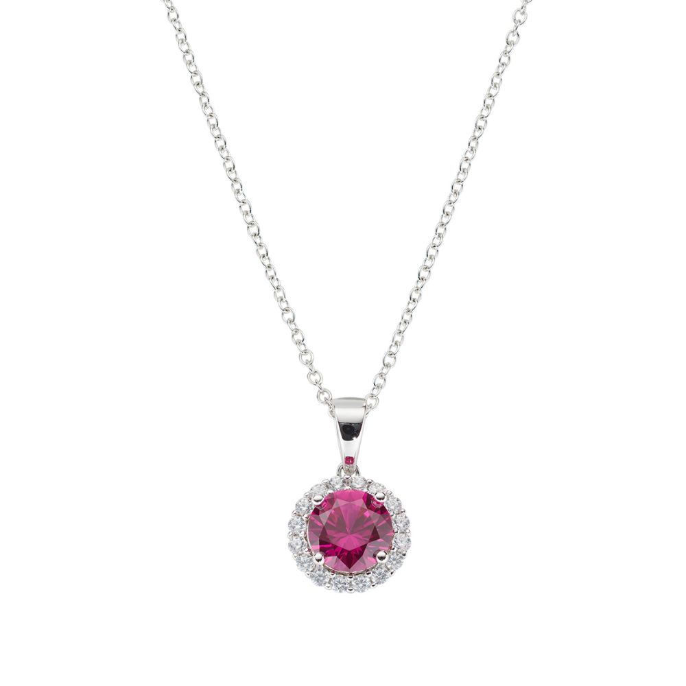 Amen Collana Argento Zircone Rosso e Bianchi