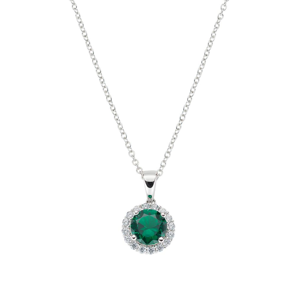 Amen Collana Argento Zircone Verde e Bianchi
