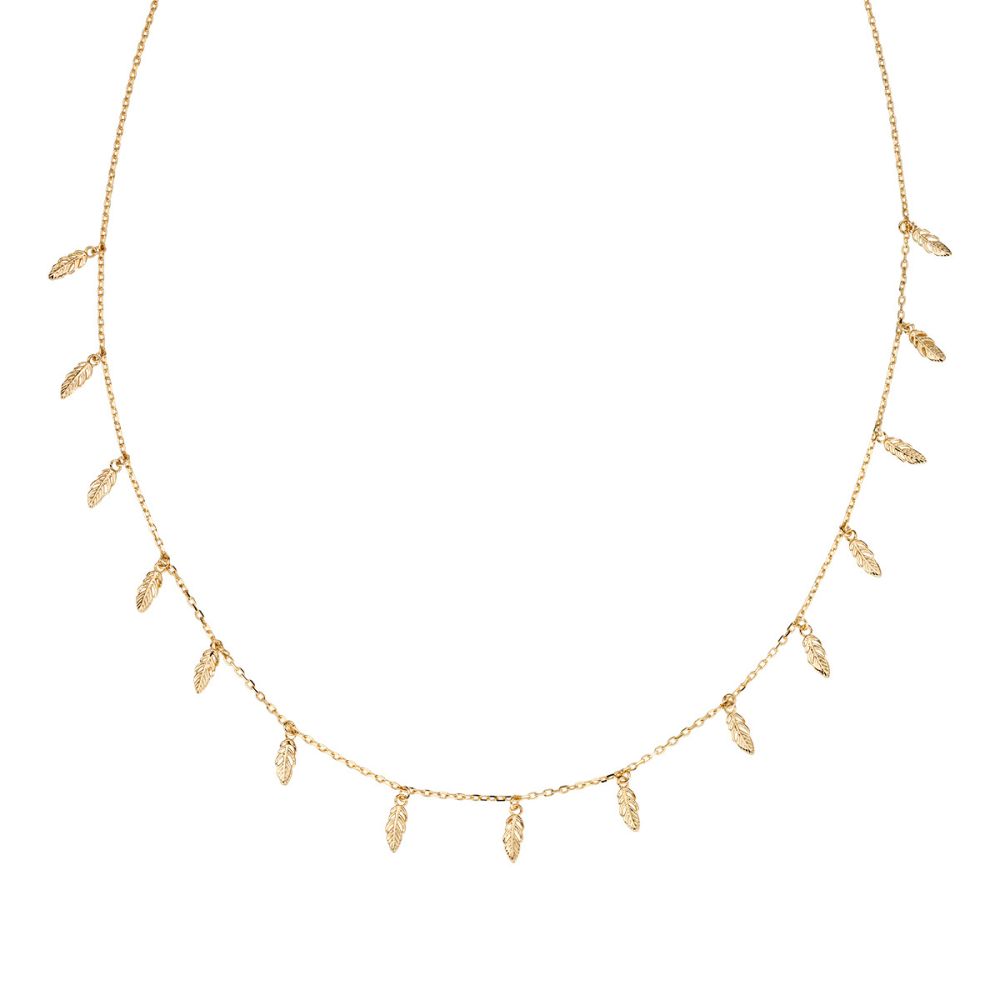 Amen Collana Argento Dorato Con Foglie