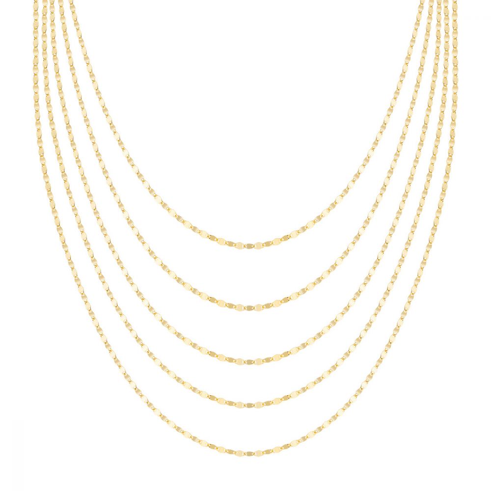  Amen Collana 5 Fili Donna Argento Gold Elegance