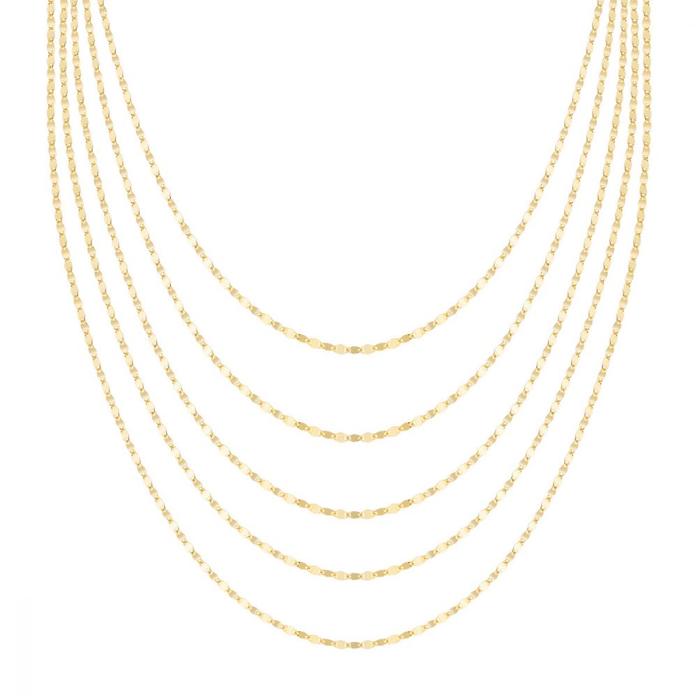  Amen Collana 5 Fili Donna Argento Gold Elegance