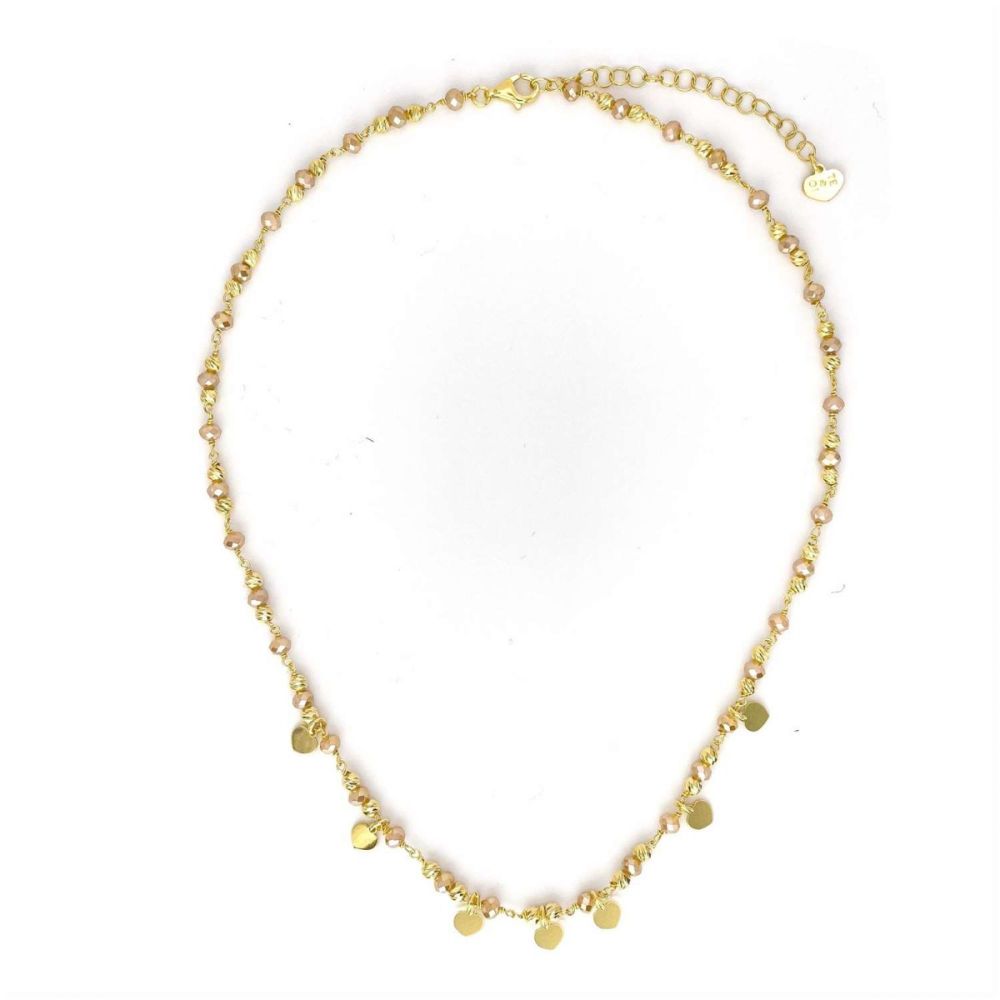 Io & Te Collana Argento Dorato Cristalli Rosa e Cuore