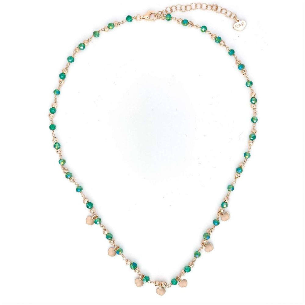  Io & Te Collana Argento Rosè Cuori e Cristalli