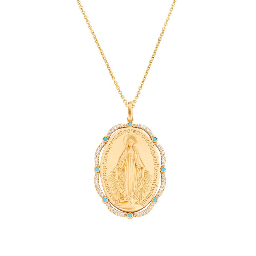 Amen Collana Argento Dorato Madonna Miracolosa