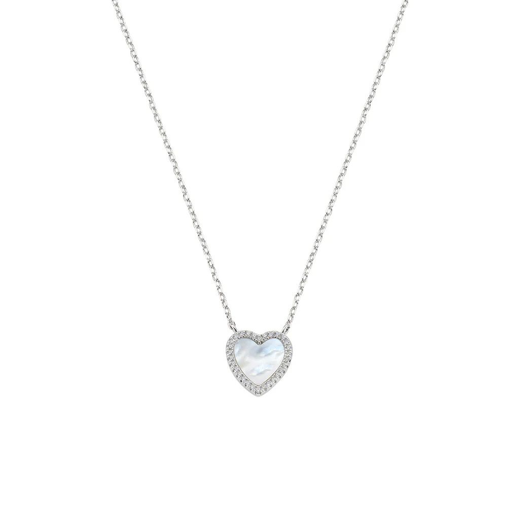 Amen Collana Argento Cuore con Madreperla