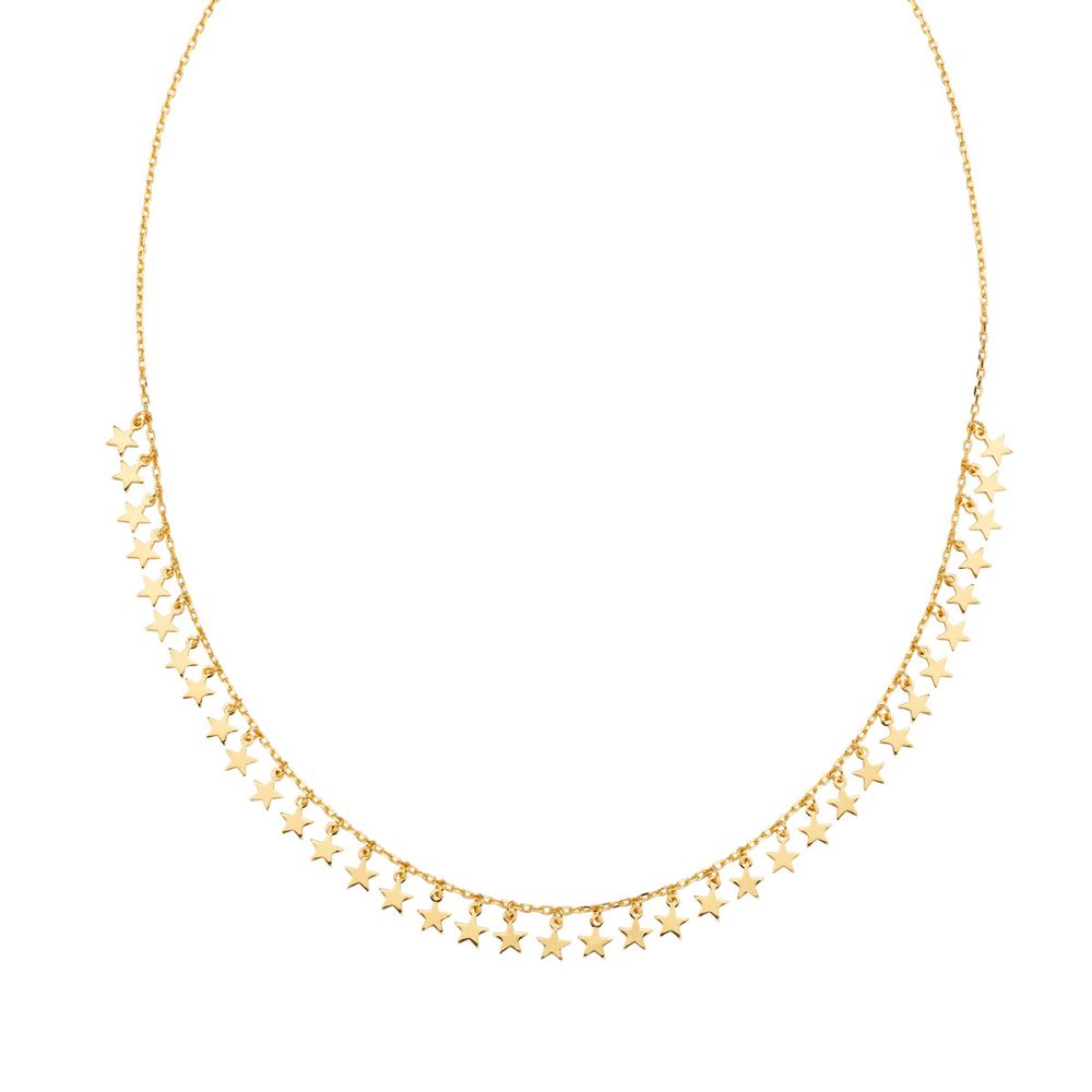 Amen Collana Argento Dorato Con Stelle