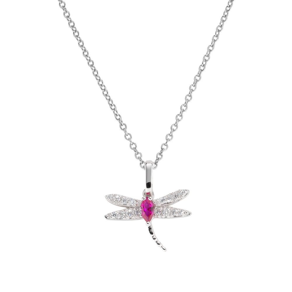 Amen Collana Argento Rodiato Con Libellula