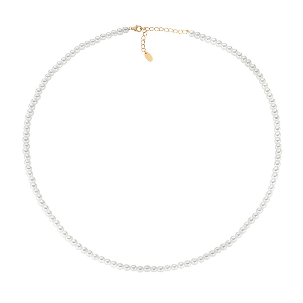 Amen Collana Argento Gold Perle Swarovski 4 mm