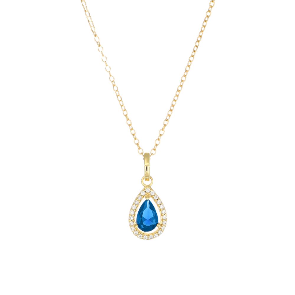 Amen Collana Argento Gold Zirconi Bianchi e Blu