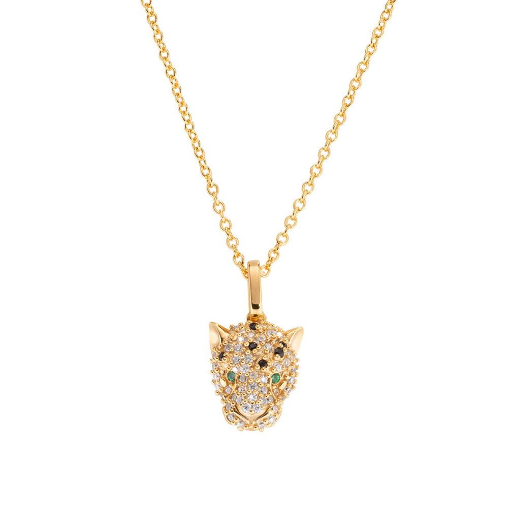 Amen Collana Argento Dorato Con Pantera