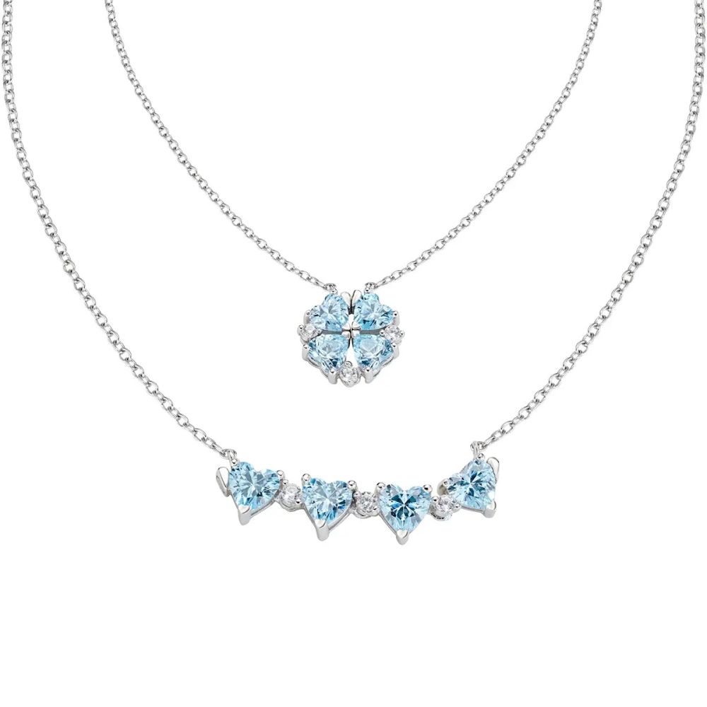 Amen Collana Argento Quadricuore Acquamarina