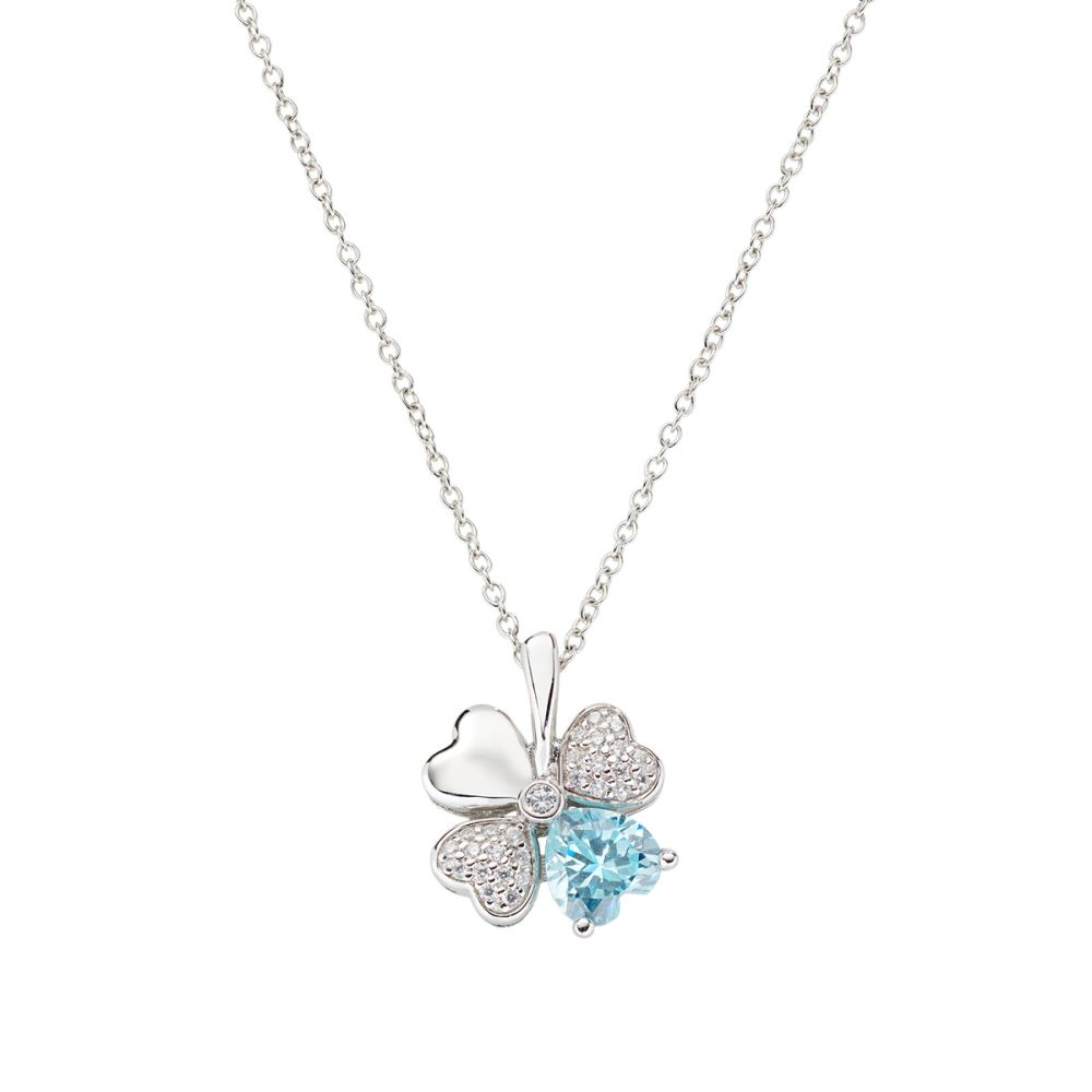 Amen Collana Argento Quadricuore Bianco e Celeste