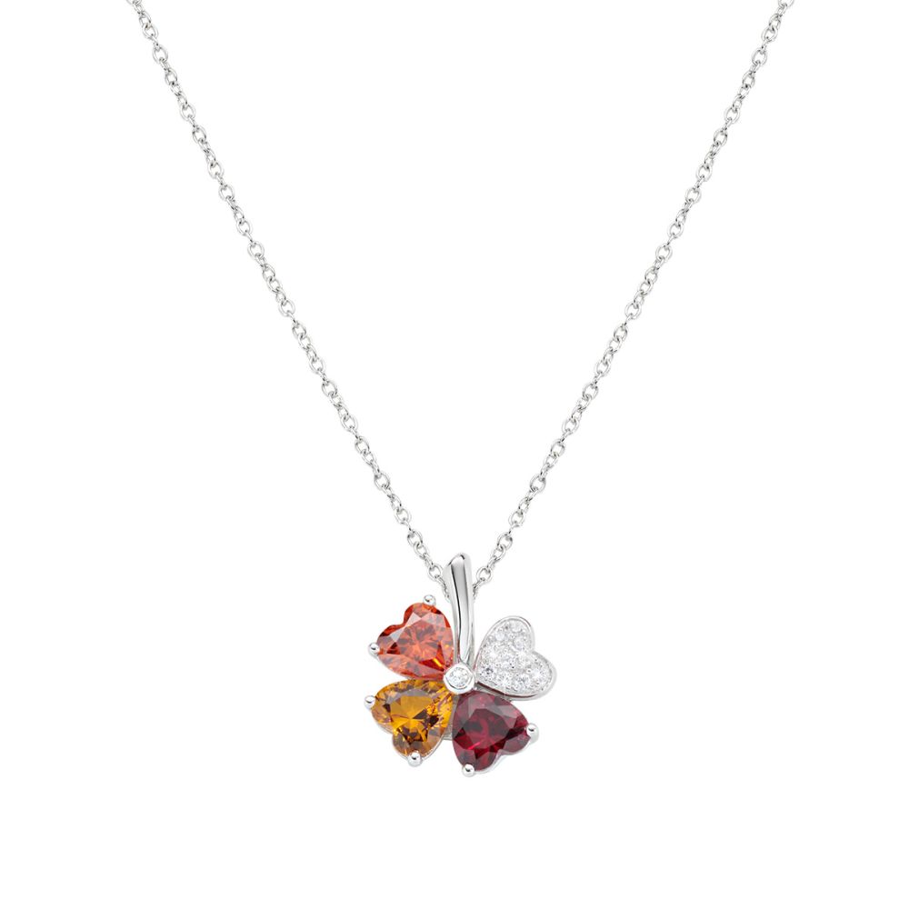 Amen Collana Argento Quadricuore Multicolor Arancio