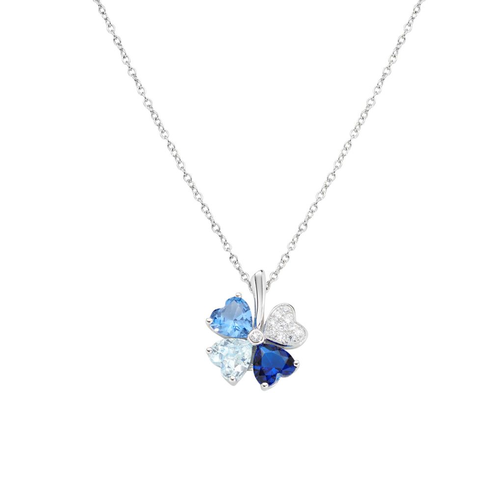 Amen Collana Argento Quadricuore Multicolor Blu