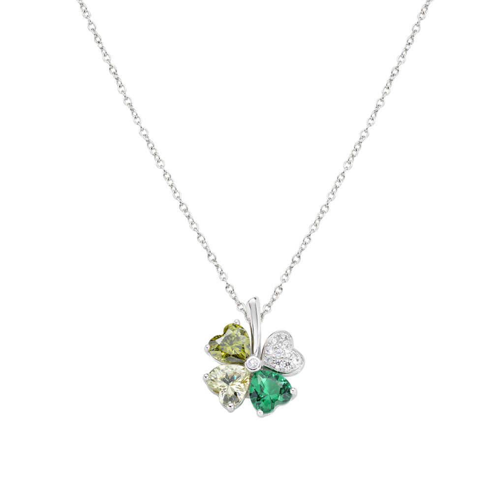 Amen Collana Argento Quadricuore Multicolor Verde