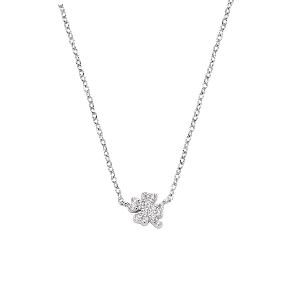 Amen Collana Argento Quadrifoglio Zirconato