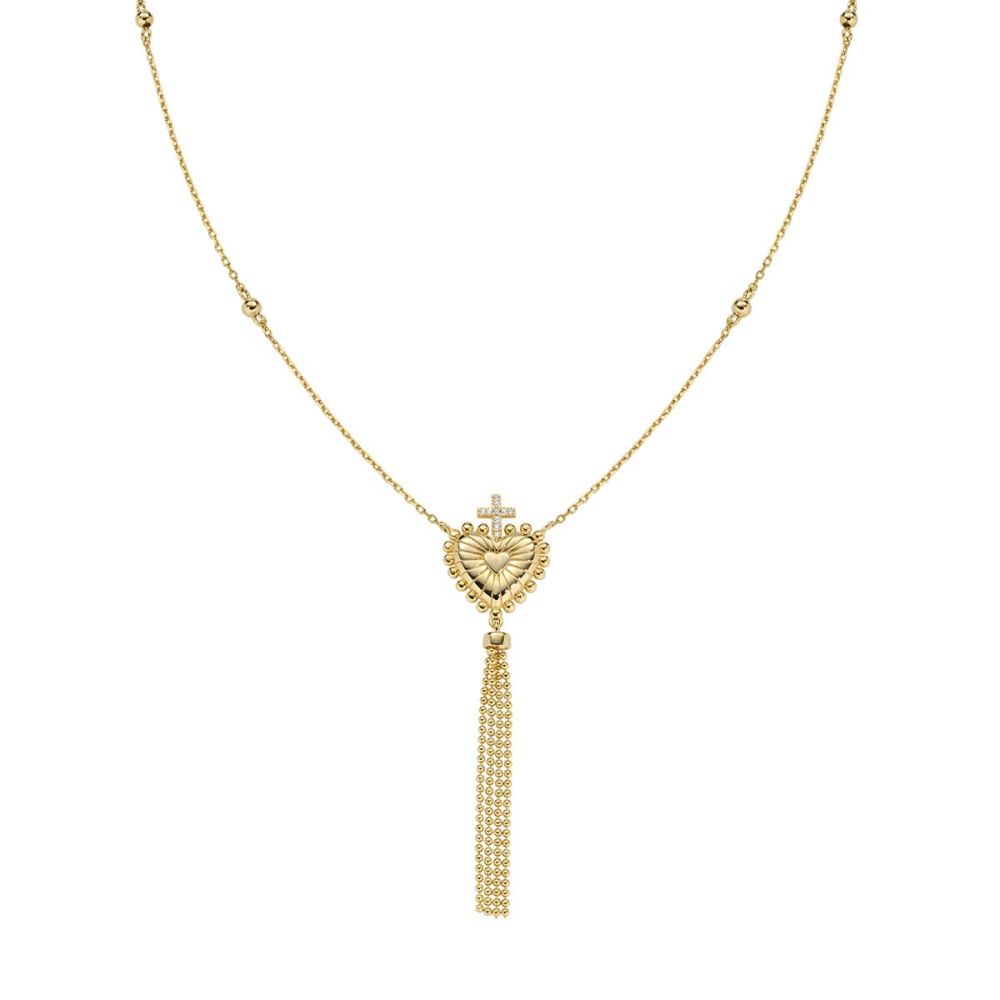 Amen Collana Argento Gold Sacro Cuore e Zirconi