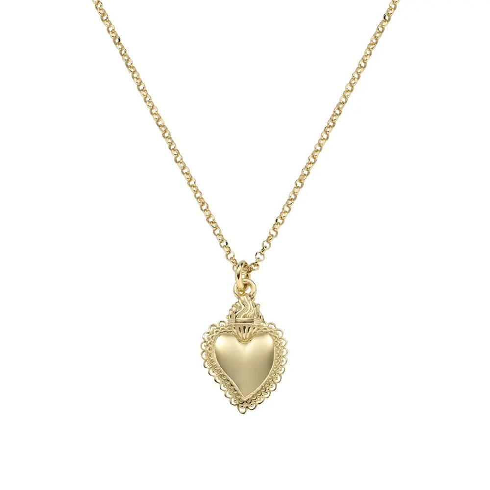 Amen Collana Argento Gold con Mini Sacro Cuore