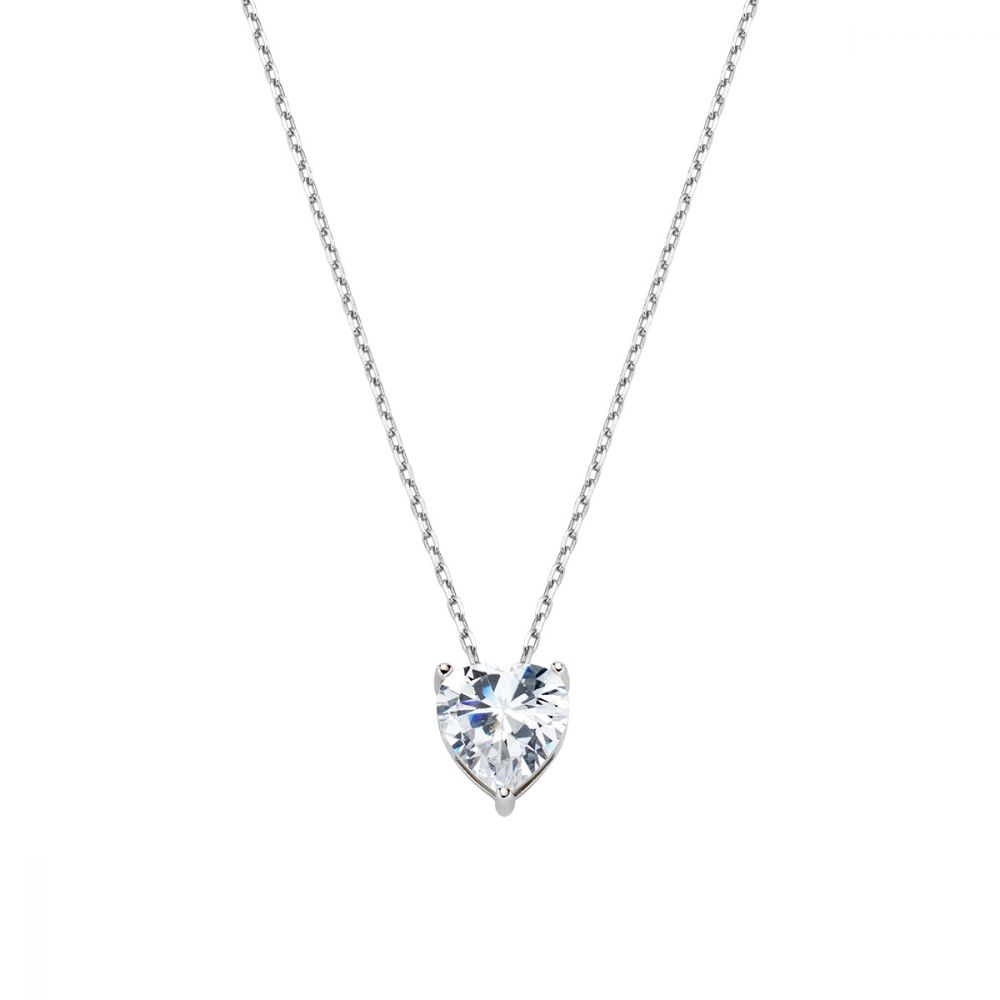 Amen Collana Donna Argento Solitario Cuore Bianco