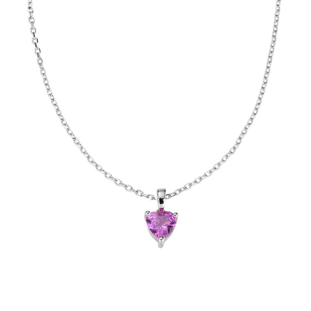 Amen Collana Argento Cuore Fucsia