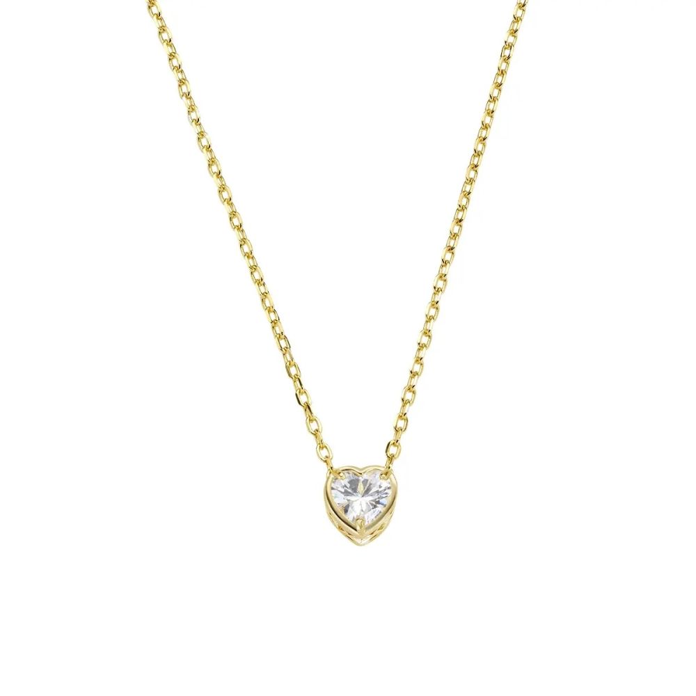 Amen Collana Argento Gold Cuore Bianco